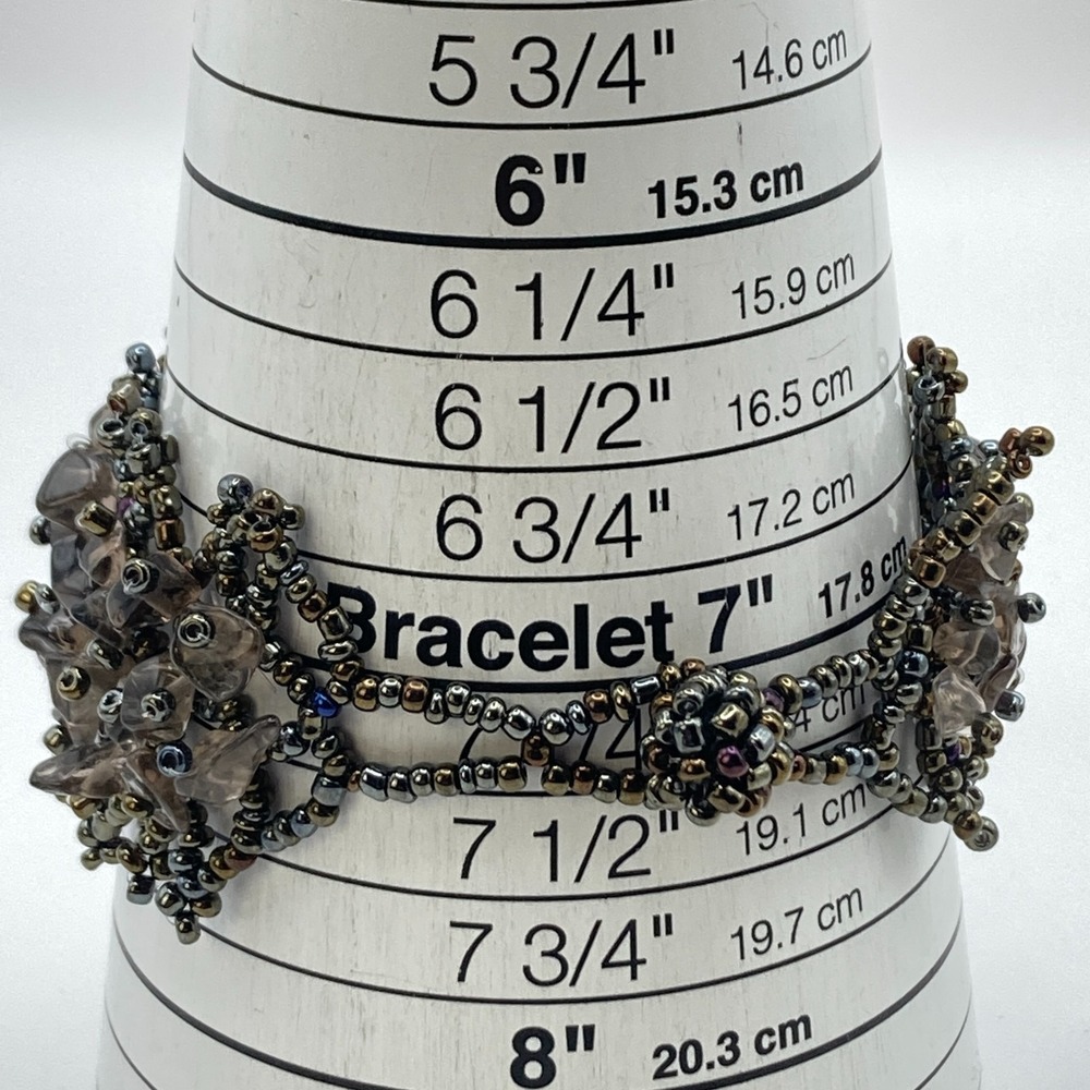 Artisan Womens Watch Beaded Gemstone Silver Tone Crystals New Battery 7.25" - Picture 10 of 16